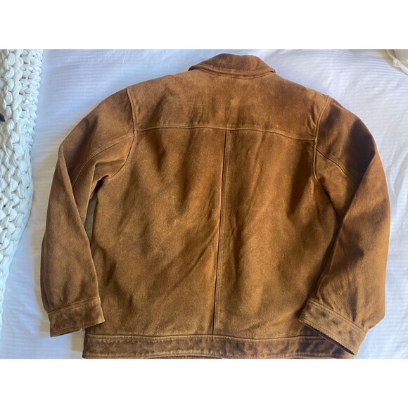 NWT Gap Suede Trucker Jacket Quilted Lining XXL Camel Leather 52-54 - Picture 3 of 9